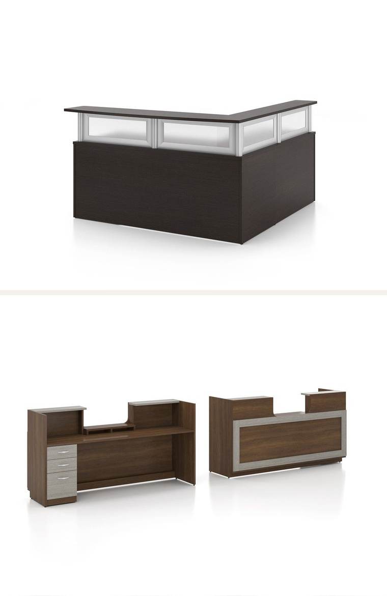 Reception Counter, Dark – Reception counter with raised transaction top.