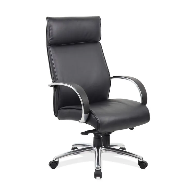 High-Back Executive Chair – Soft leather with chrome frame.