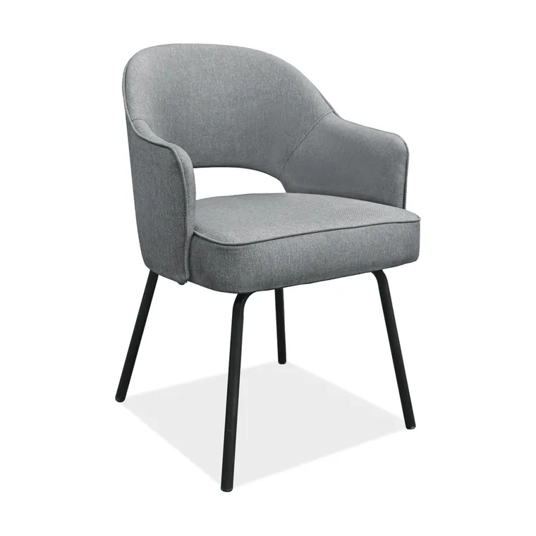 Modern Side Chair – Slim upholstered chair, black legs.